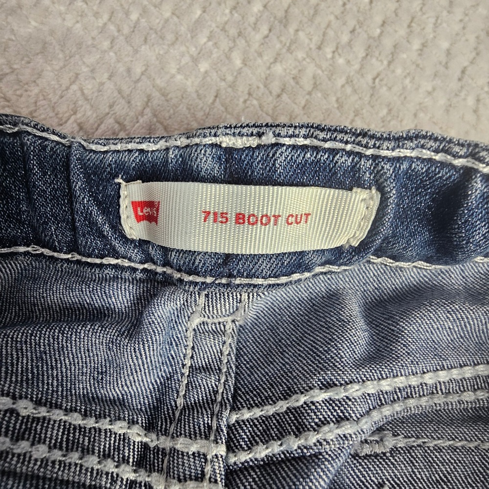 Levis 715 Jeans Girls 16.5 Plus Bootcut Blue Dark Wash Adjustable Waist - Picture 5 of 11